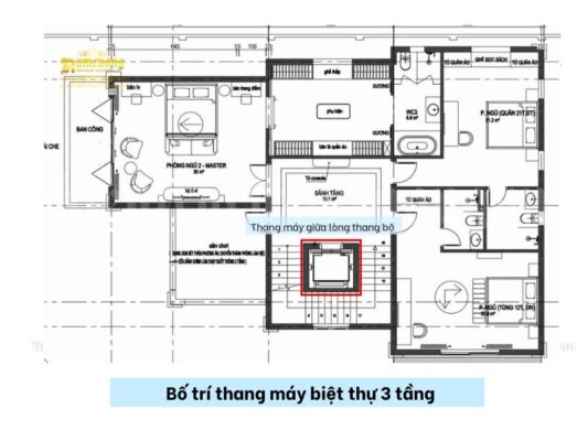 Bố trí thang máy biệt thự 3 tầng